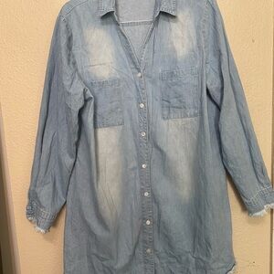 Casual Light Blue Denim Shirt Dress
